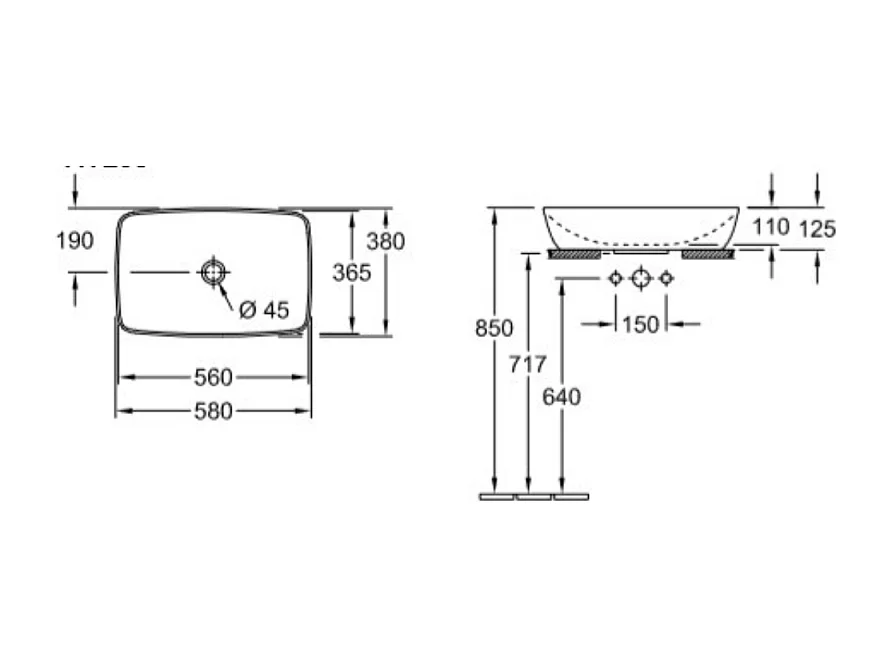 Vasque rectangle à poser VILLEROY ET BOCH Artis été indien