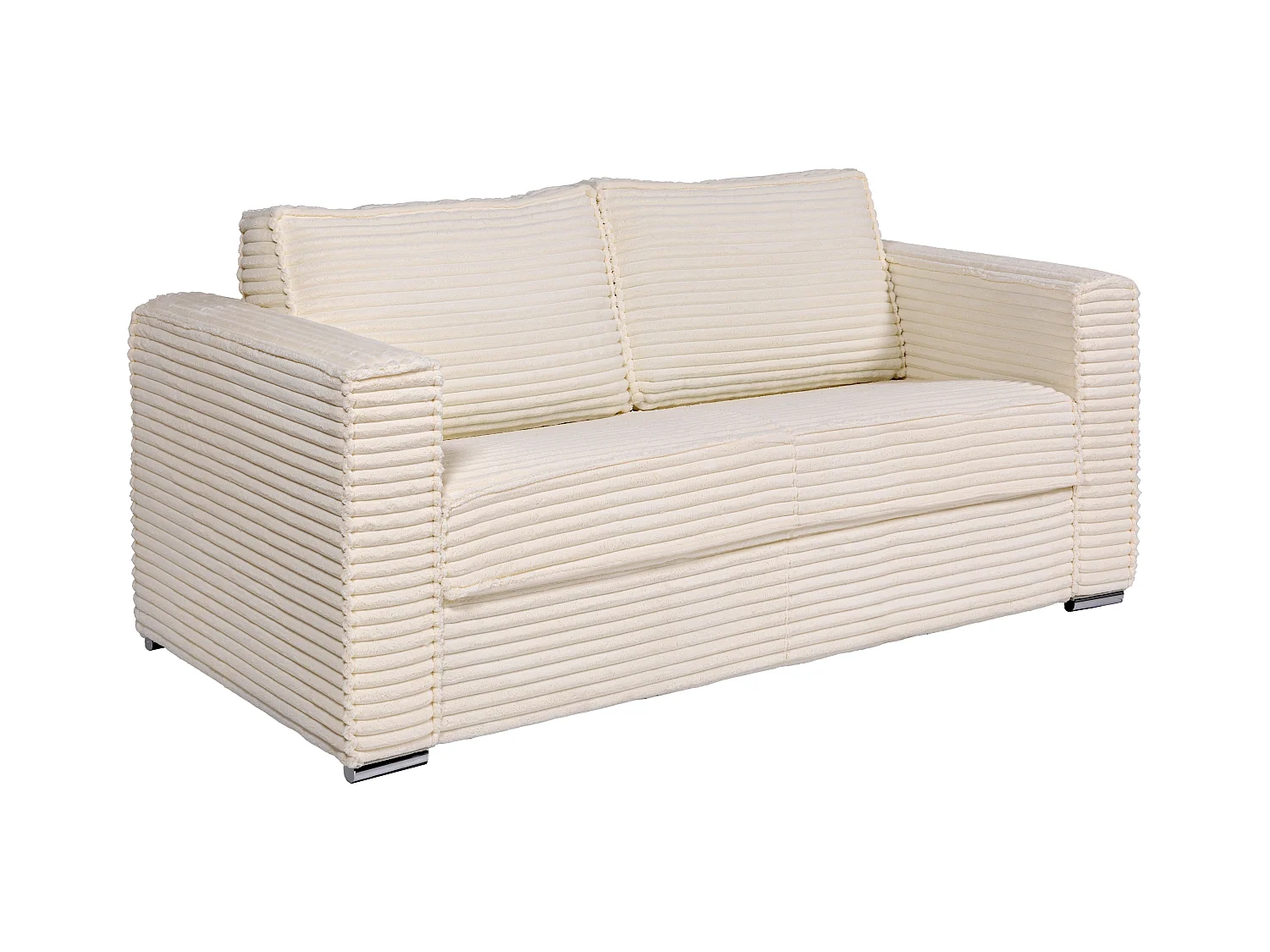3-personers sofa med kvikseng i beige bredstribet fløjlstretdet i beige - Sengebaseret på store 18 cm 8 cm Afsenhedsramme i beige