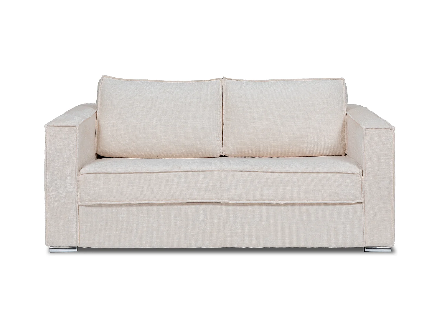 Canapé 3 places convertible express en tissu chenille beige - Couchage à lattes larges 140 cm -  Matelas 14 cm LORETO