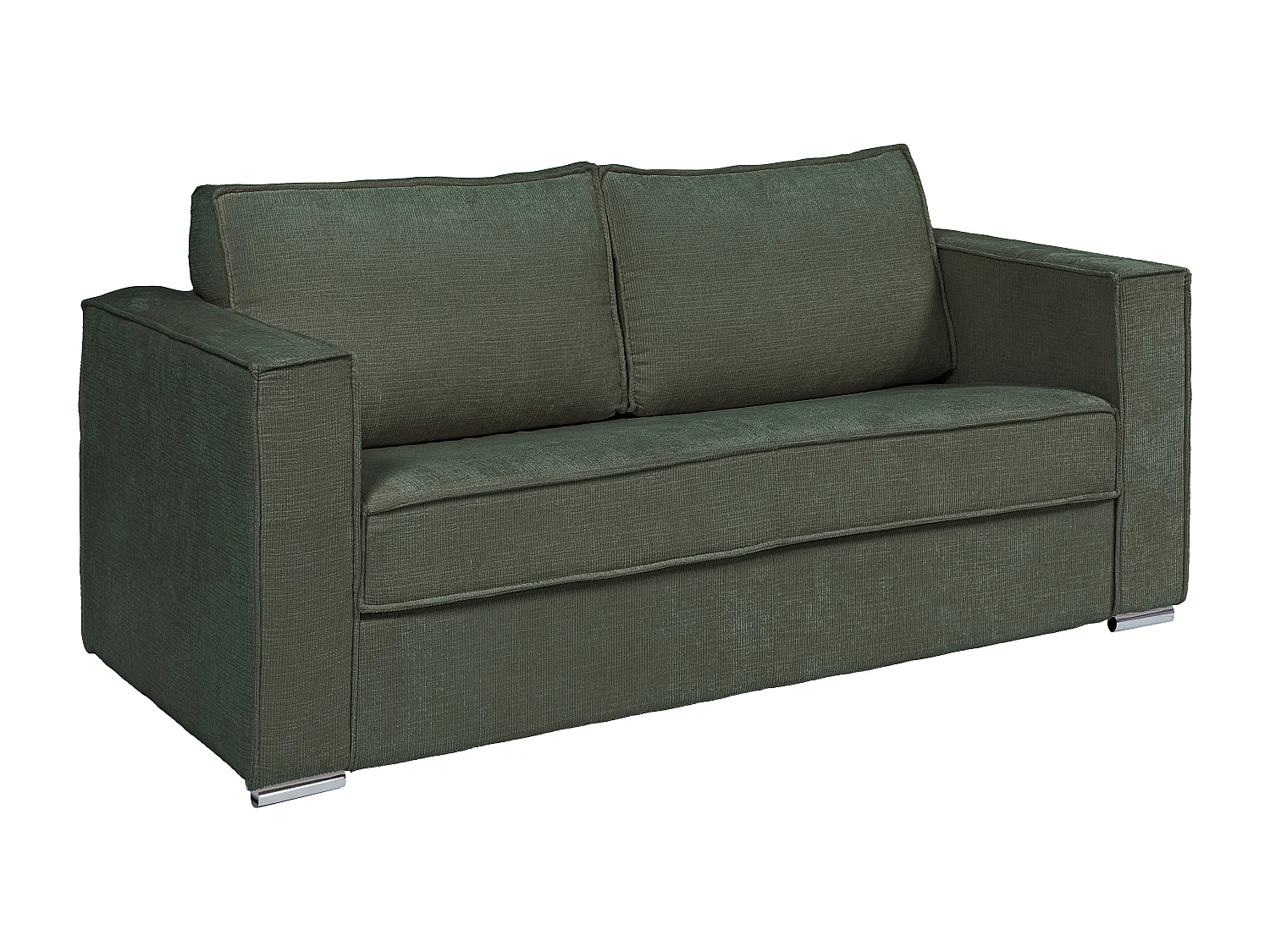 Grønn 3-seters sovesofa med ekspressmekanisme i grønn chenille-stoff - Seng med bredere sengeramme med 140 cm - 18 cm madrass LORETO