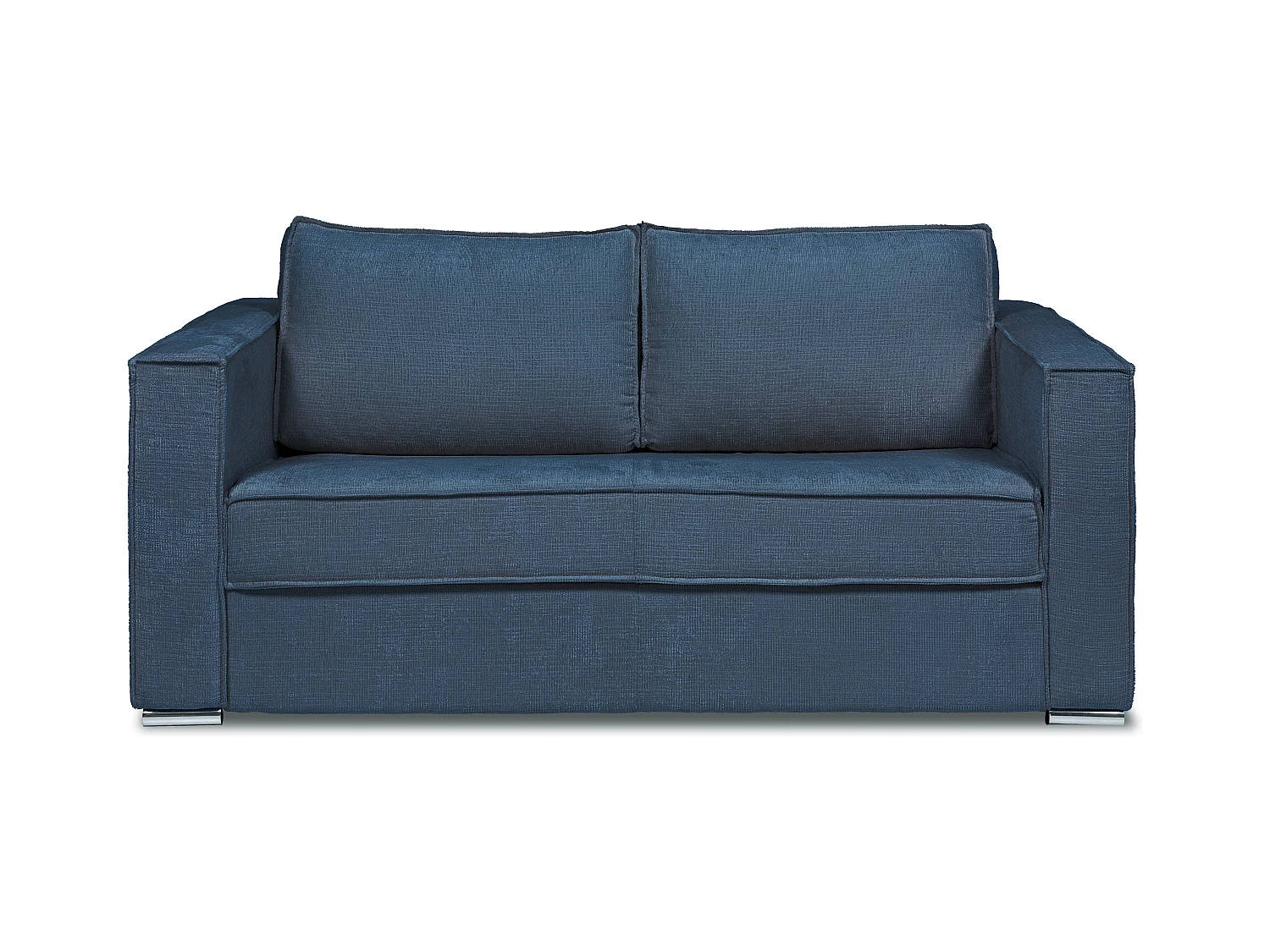 Canapé 3 places convertible express en tissu chenille bleu - Couchage à lattes larges 140 cm - Matelas 22 cm avec mémoire de forme LORETO