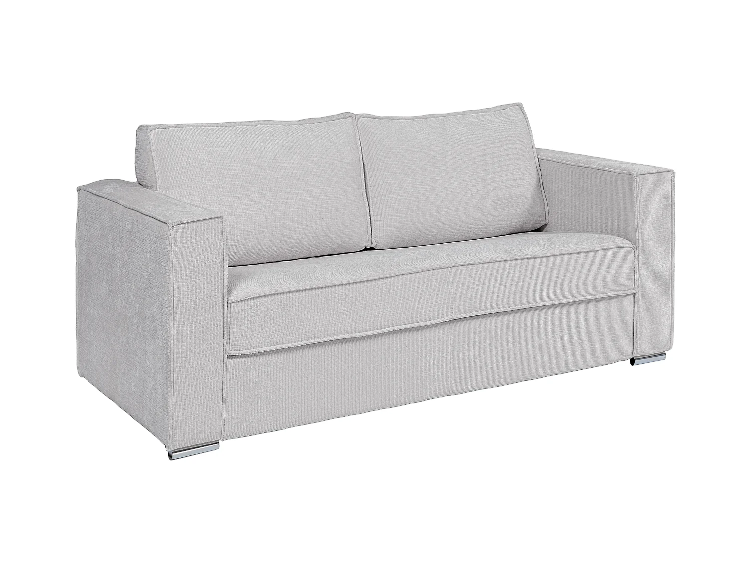 Canapé 3 places convertible express en tissu chenille gris clair - Couchage à lattes larges 140 cm - Matelas 18 cm LORETO