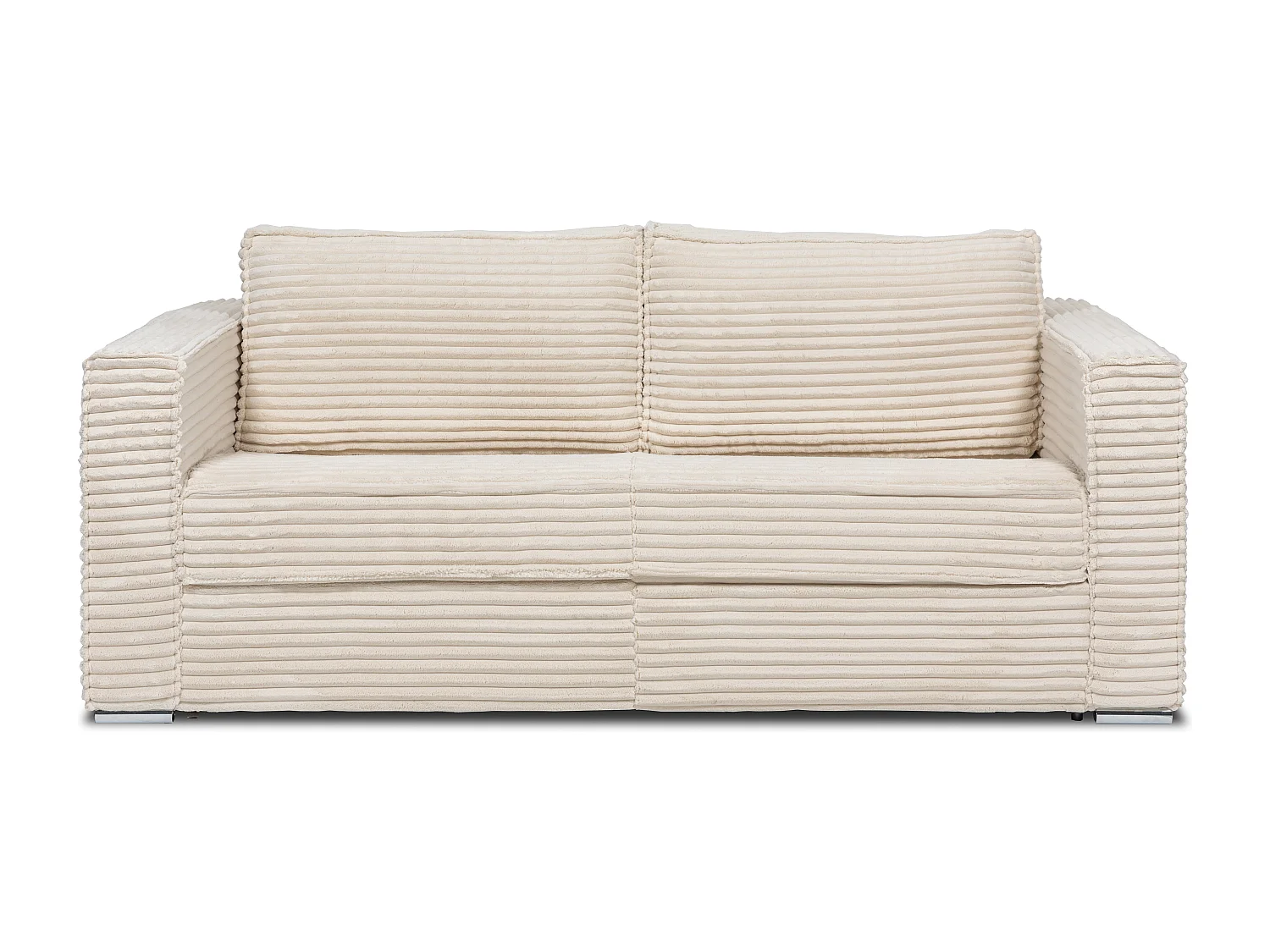 Schlafsofa mit Matratze 4-Sitzer - grob gerippter Cord - Beige - Liegefläche mit Lattenrost mit breiten Latten 160 cm - Matratze 14 cm - LORETO
