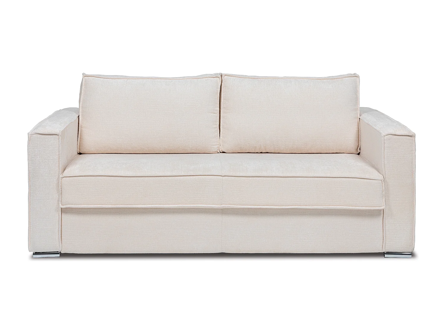 4-personers konvertibel sofasofa i beige chenille-chenille-chenille stof - Madrens, 4-personers konvertibel kanapé i beige chenille-chenille-chenille stof - Møblhyndet, soveluftning med brede tremmesprung, 160 cm - Rearesplatte-atteringer, 14 cm springmad