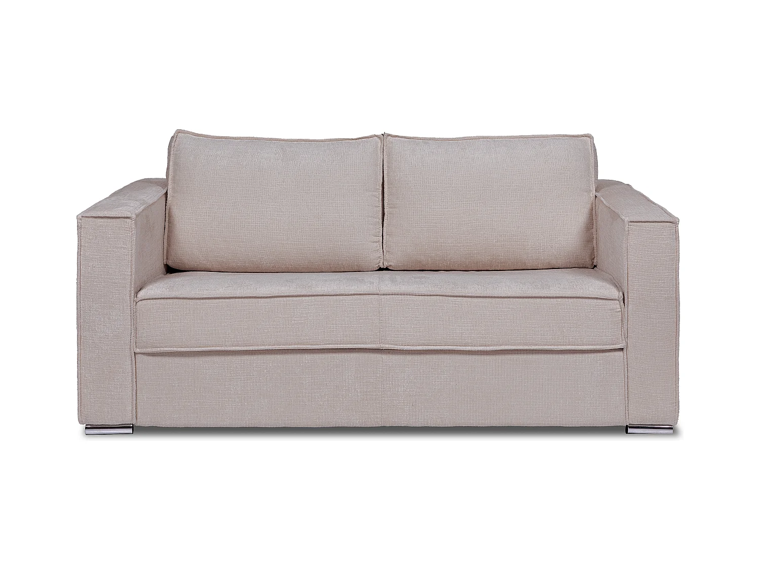 Schlafsofa mit Matratze 4-Sitzer - Chenille-Stoff - Taupe - Liegefläche mit Lattenrost mit breiten Latten 160 cm - Matratze 18 cm - LORETO