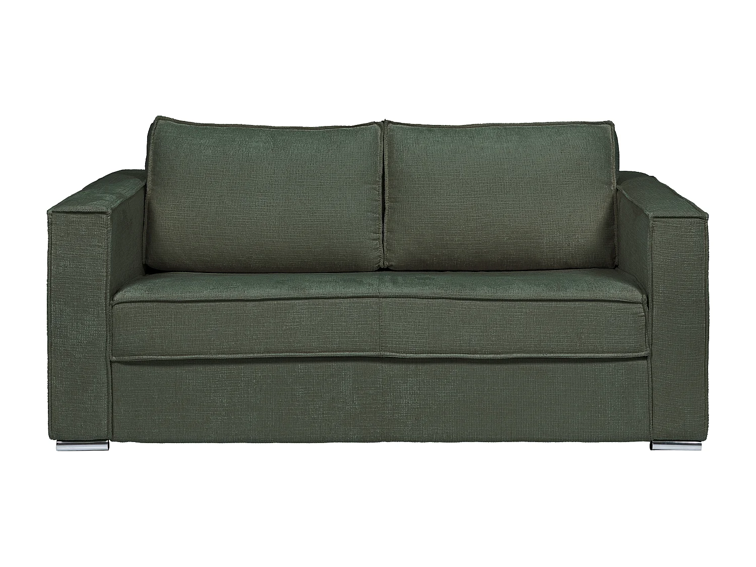 Express-vierzitsslaapbank van groene chenille stof - Bed met brede latten 160 cm - Matras 14 cm LORETO