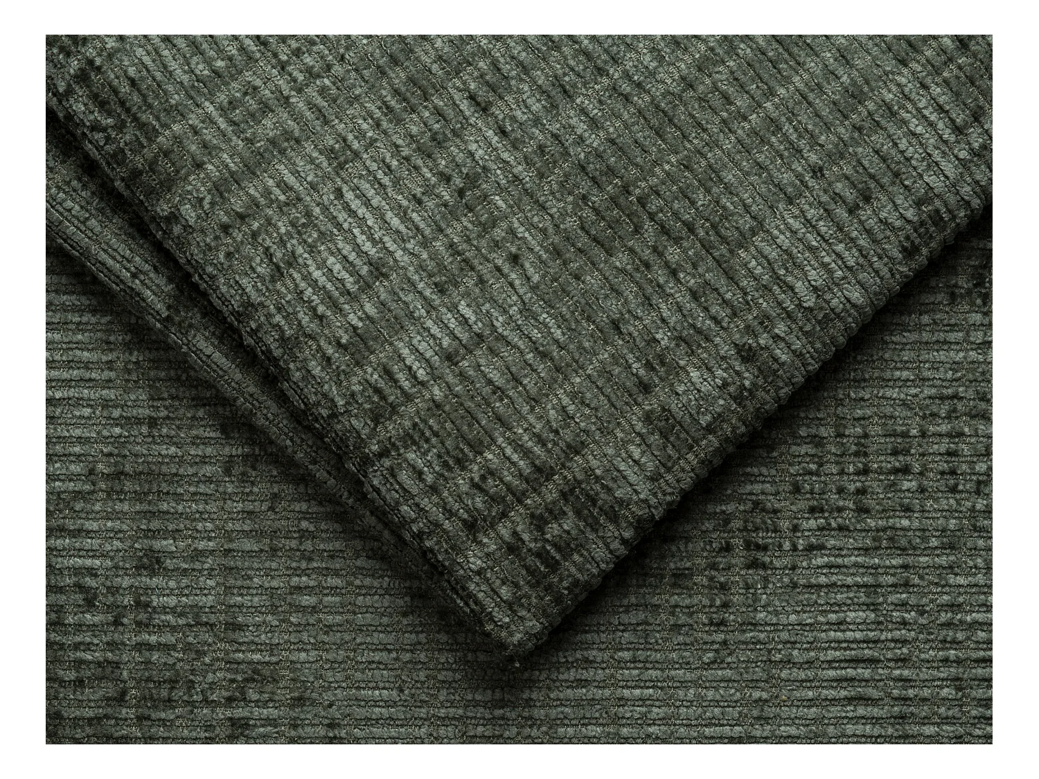 Canapé 4 places convertible express en tissu chenille vert - Couchage à lattes larges 160 cm - Matelas 22 cm avec mémoire de forme LORETO