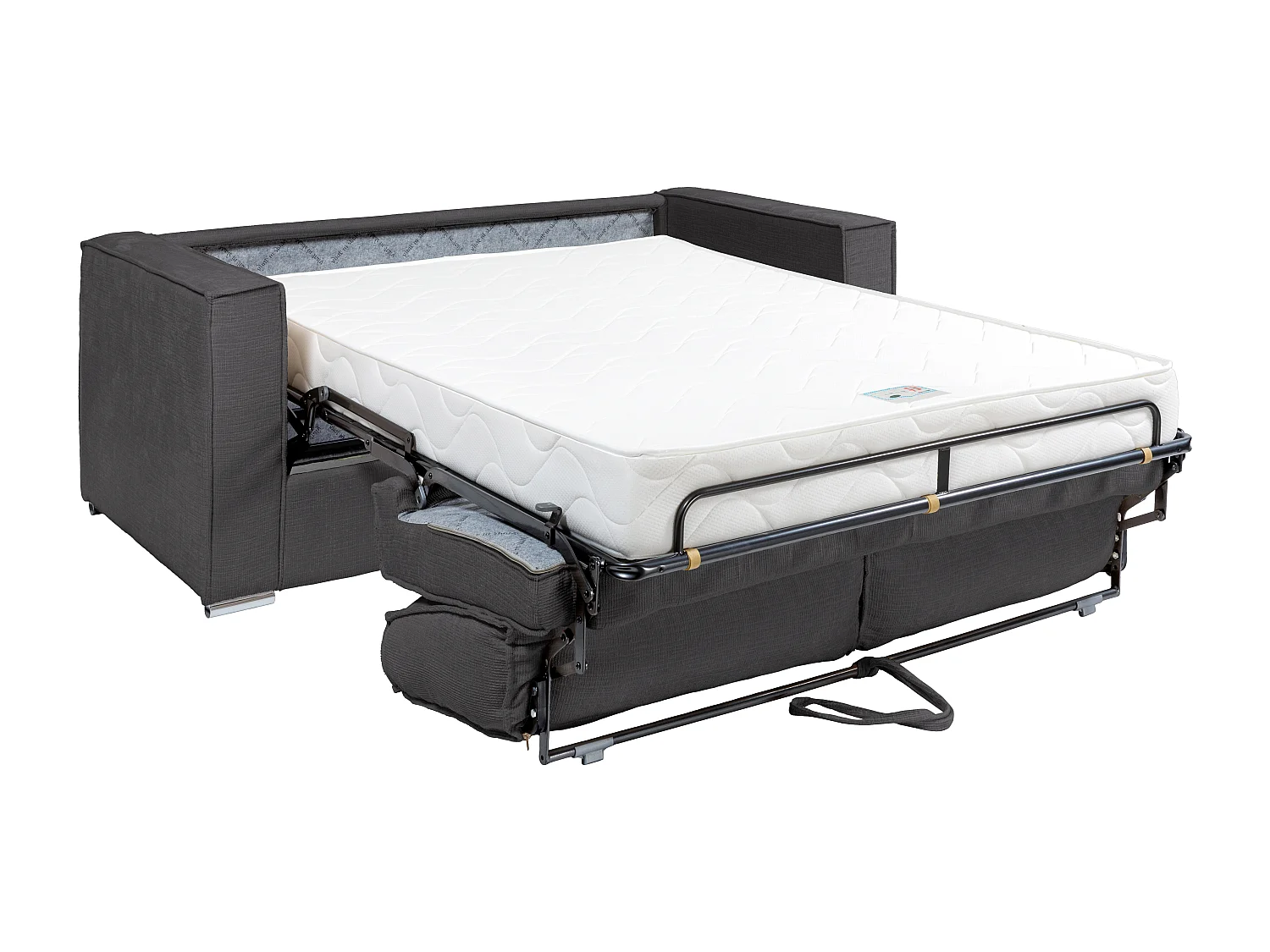 Divano letto 4 posti a ribalta Letto con doghe larghe 160cm Mater. 18cm Tess. ciniglia Grigio antracite - LORETO