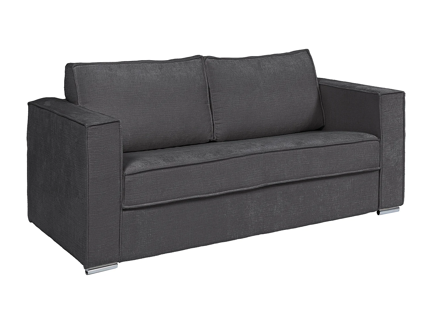 Schlafsofa mit Matratze 4-Sitzer - Chenille-Stoff - Anthrazitgrau - Liegefläche mit Lattenrost mit breiten Latten 160 cm - Matratze 22 cm mit Memory Schaum - LORETO