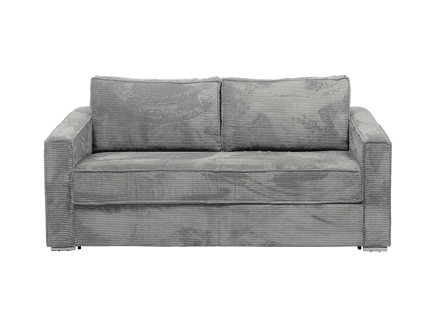 Canapé 4 places convertible express en velours côtelé gris clair - Couchage à lattes larges 160 cm - Matelas 18 cm LORETO