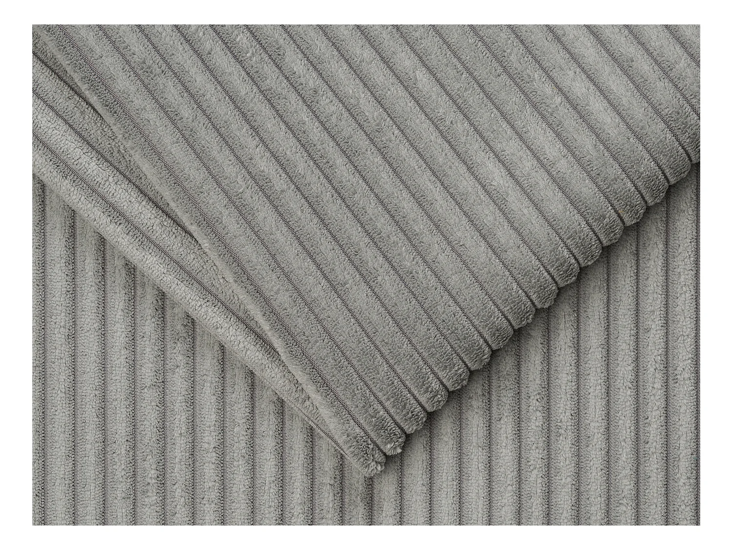 Express-vierzitsslaapbank van lichtgrijs ribfluweel - Bed van 160 cm met brede latten - Matras met vormgeheugen van 22 cm LORETO