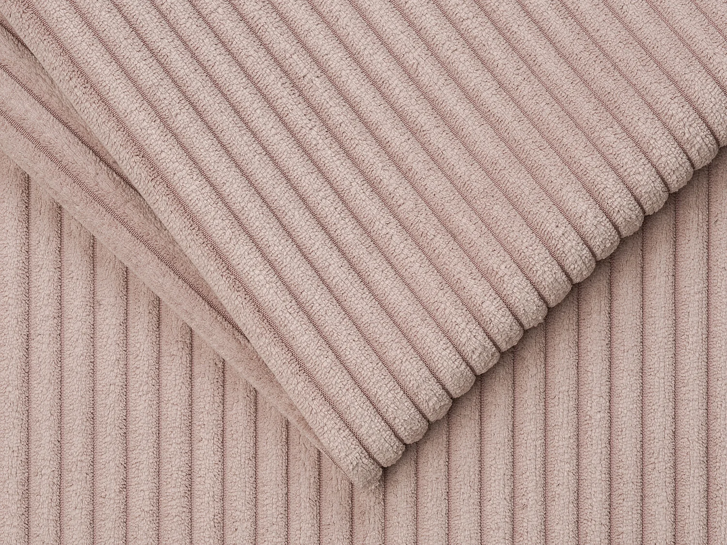 Express-vierzitsslaapbank van roze ribfluweel - Brede lattenbodem 160 cm - Matras 18 cm LORETO