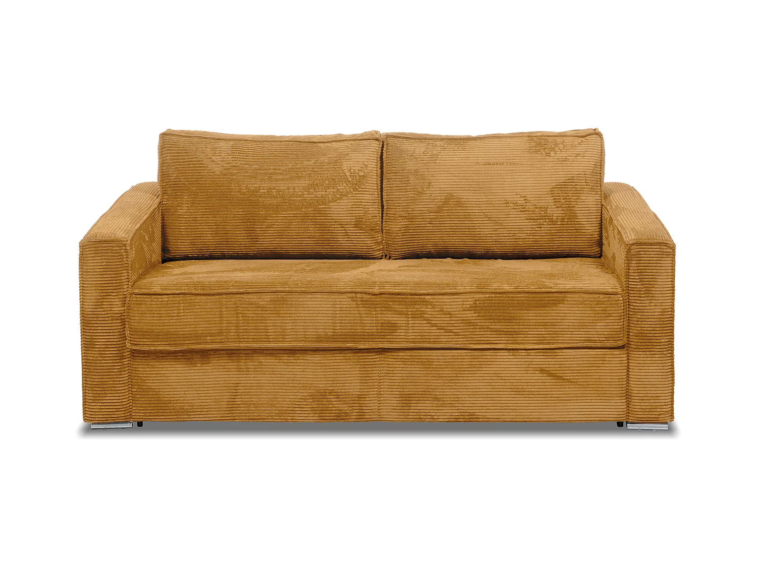 Schlafsofa mit Matratze 4-Sitzer - Cord - Senfgelb - Liegefläche mit Lattenrost mit breiten Latten 160 cm - Matratze 14 cm - LORETO