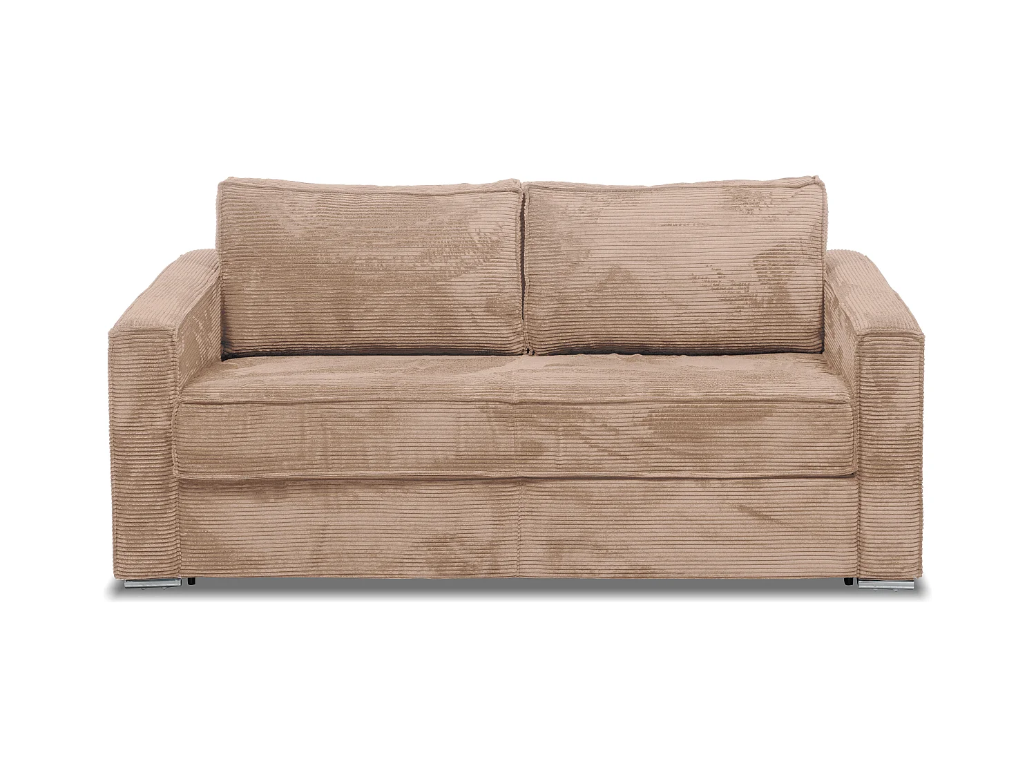 Schlafsofa mit Matratze 4-Sitzer - Cord - Taupe - Liegefläche mit Lattenrost mit breiten Latten 160 cm - Matratze 18 cm - LORETO