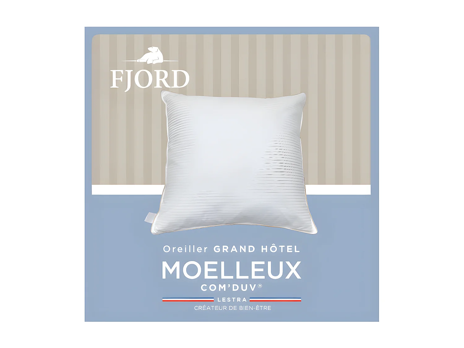 Oreiller "Fjord Grand Hotel" Moelleux Com'Duv Satin de coton rayé Lestra