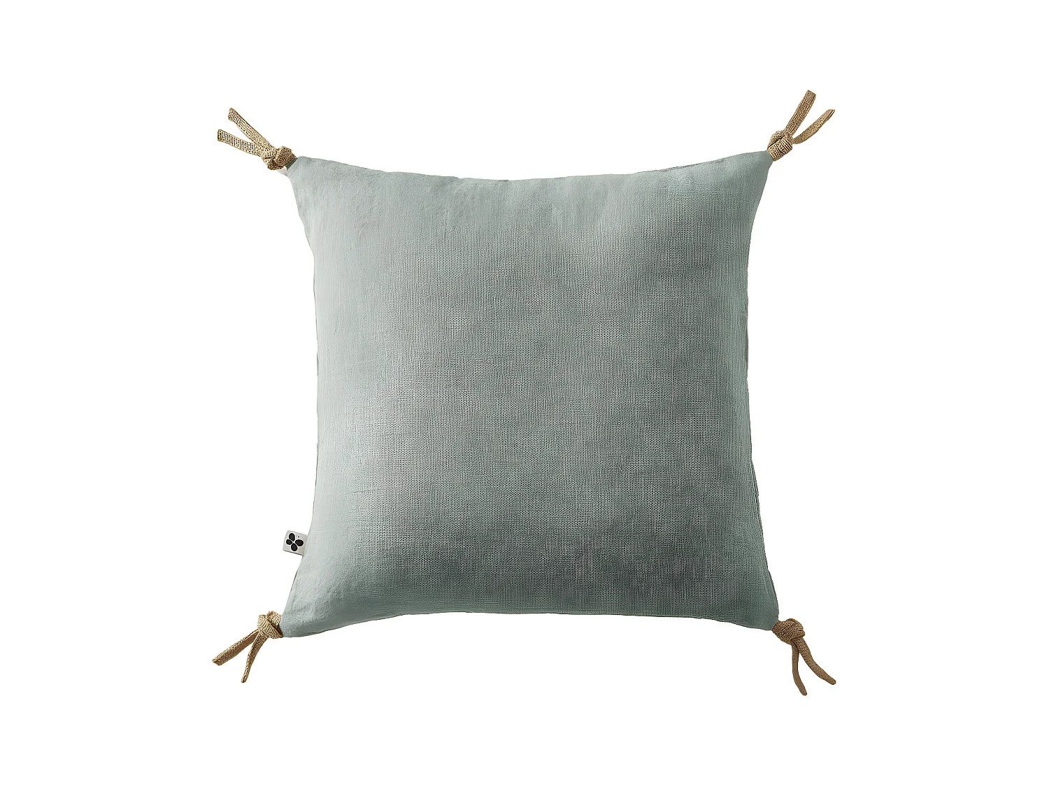 Coussin déhoussable avec pompons "Soline" Lin lavé 45 x 45 cm