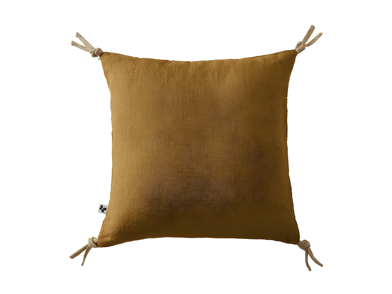 Coussin déhoussable avec pompons "Soline" Lin lavé 45 x 45 cm