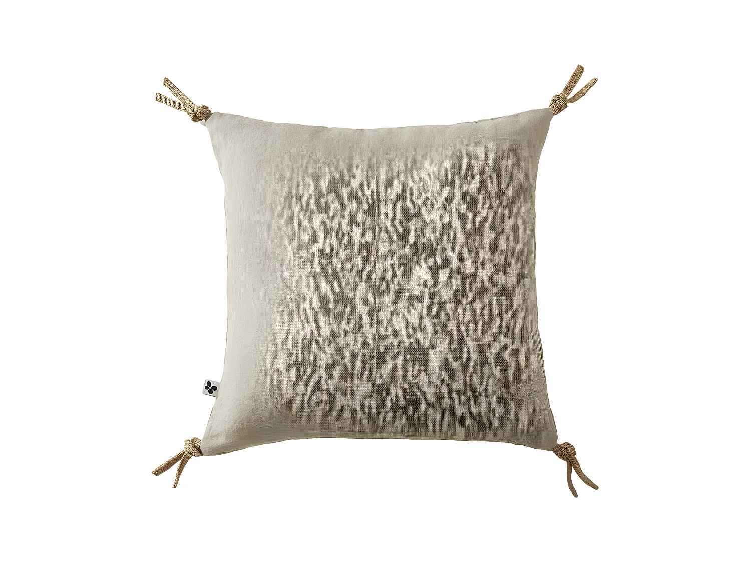 Coussin déhoussable avec pompons "Soline" Lin lavé 45 x 45 cm