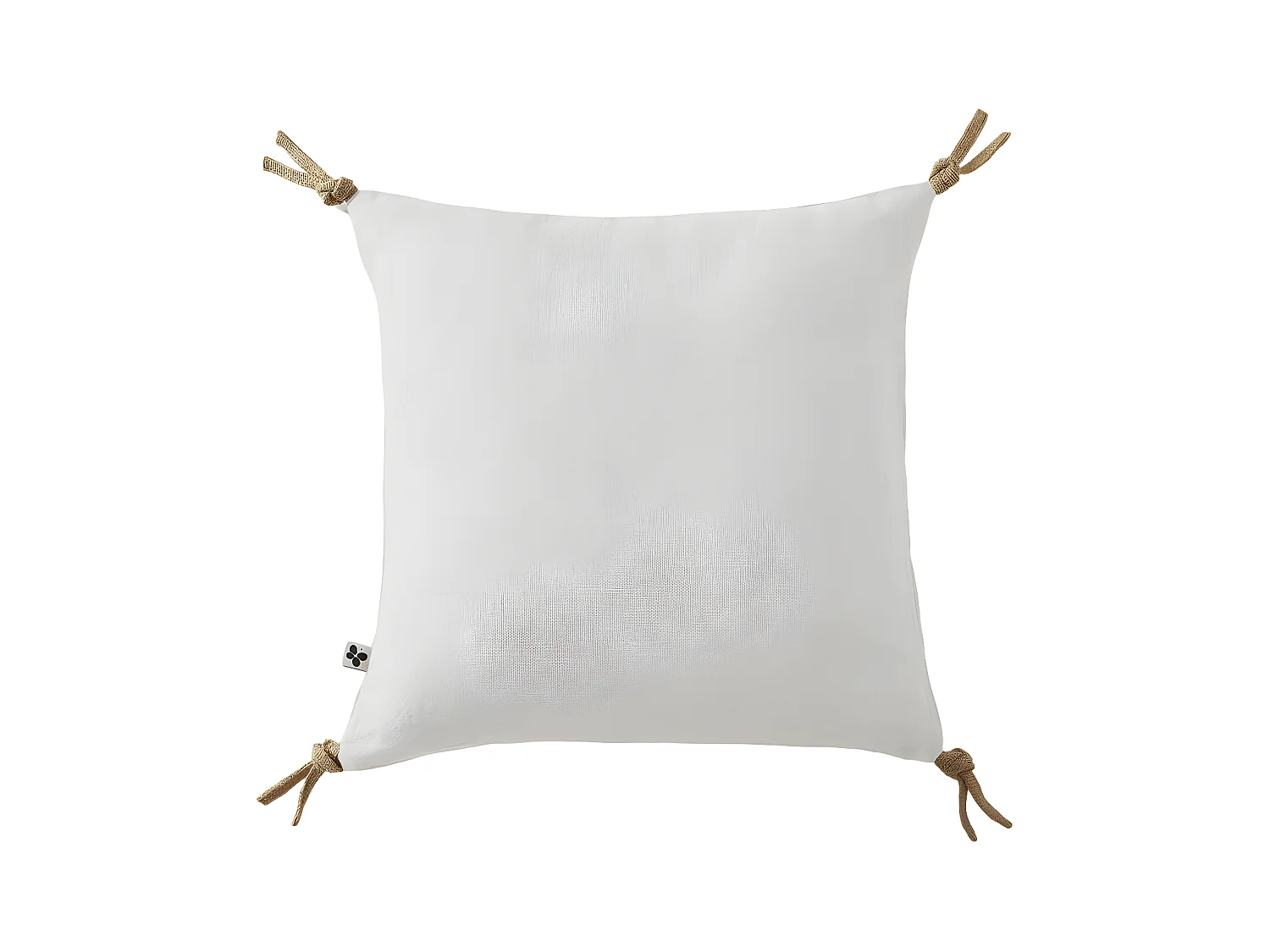 Coussin déhoussable avec pompons "Soline" Lin lavé 45 x 45 cm