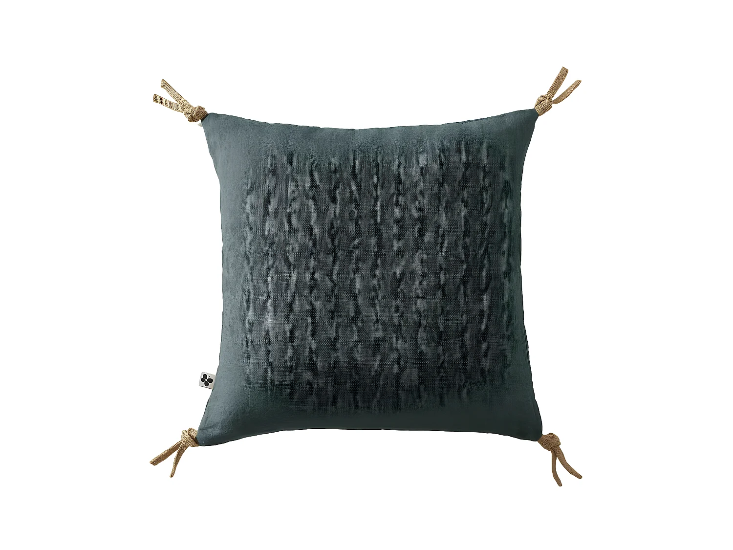 Coussin déhoussable avec pompons "Soline" Lin lavé 45 x 45 cm