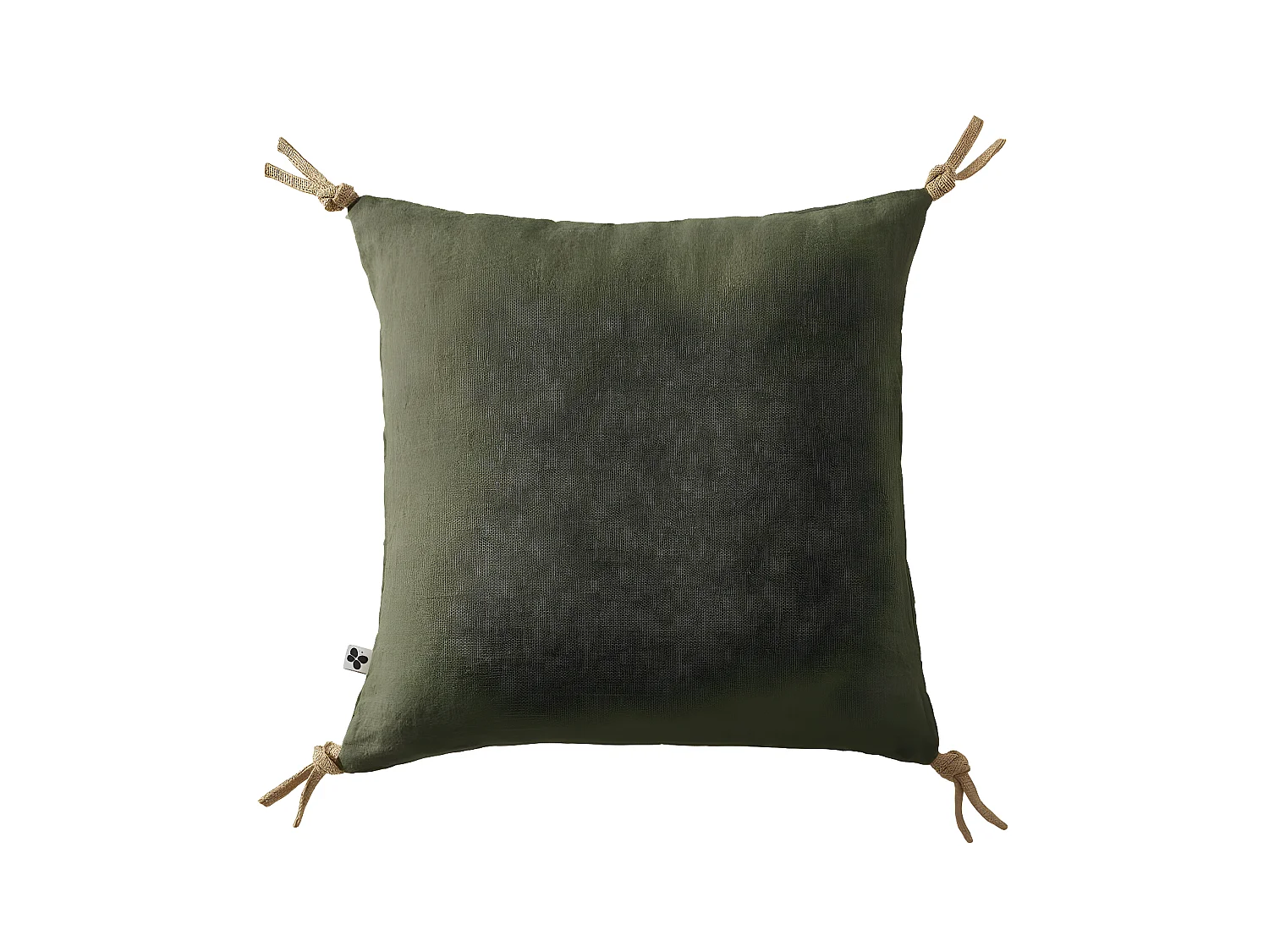 Coussin déhoussable avec pompons "Soline" Lin lavé 45 x 45 cm