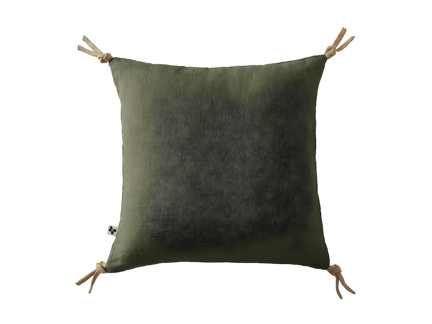 Coussin déhoussable avec pompons "Soline" Lin lavé 45 x 45 cm