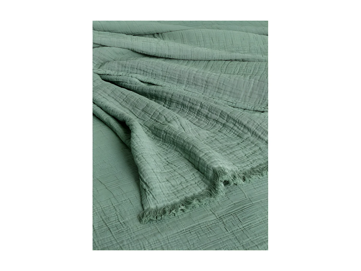 Couvre lit à franges "Brehat" Gaze de Coton stonewashed Toison d'or