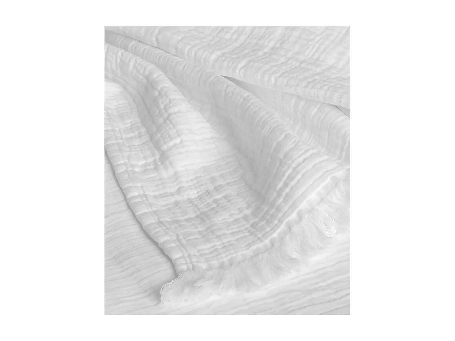 Couvre lit à franges "Brehat" Gaze de Coton stonewashed Toison d'or