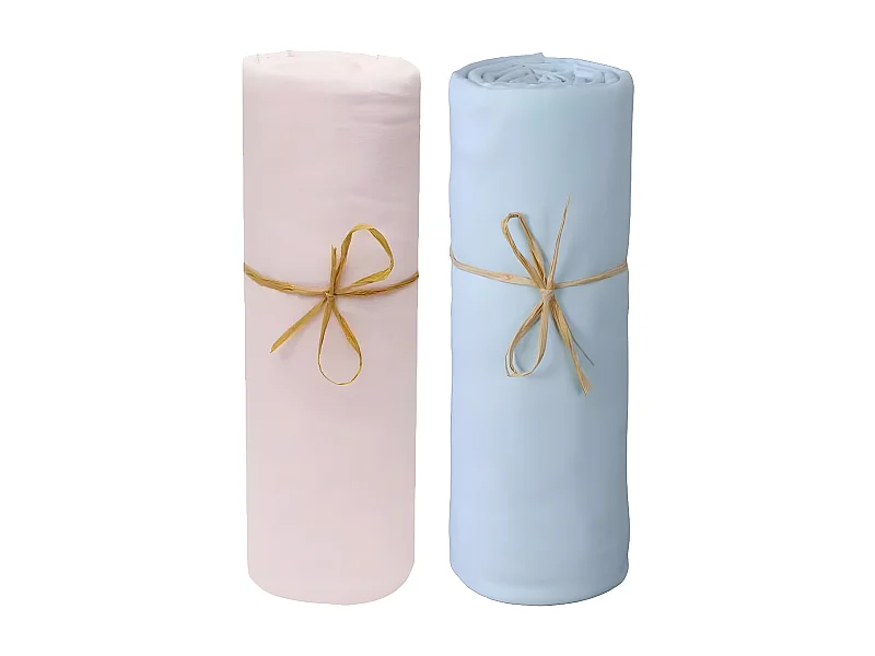 Lot de 2 Draps housse lit bébé 60 x 120 cm / 100% coton / 57 fils/cm²