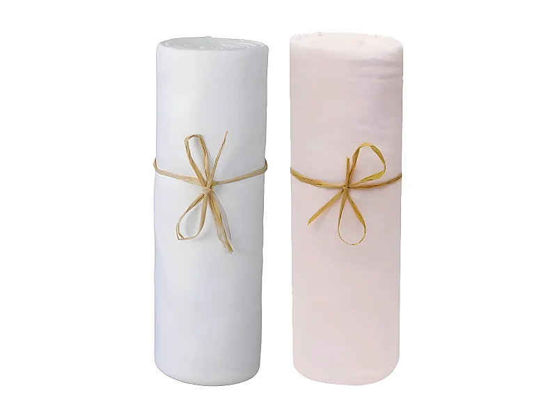 Lot de 2 Draps housse lit bébé 60 x 120 cm / 100% coton / 57 fils/cm²