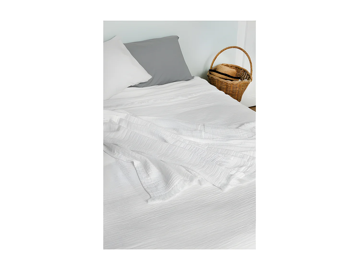 Couvre lit à franges "Brehat" Gaze de Coton stonewashed Toison d'or