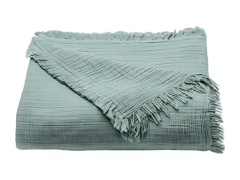 Couvre lit à franges "Brehat" Gaze de Coton stonewashed Toison d'or