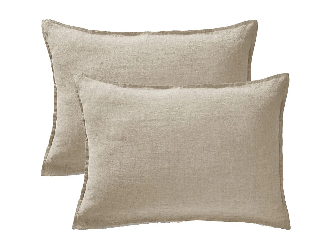 Lot de 2 taies d'oreiller "Soline" 60 x 60 cm & 50 x 70 cm "Lin lavé"