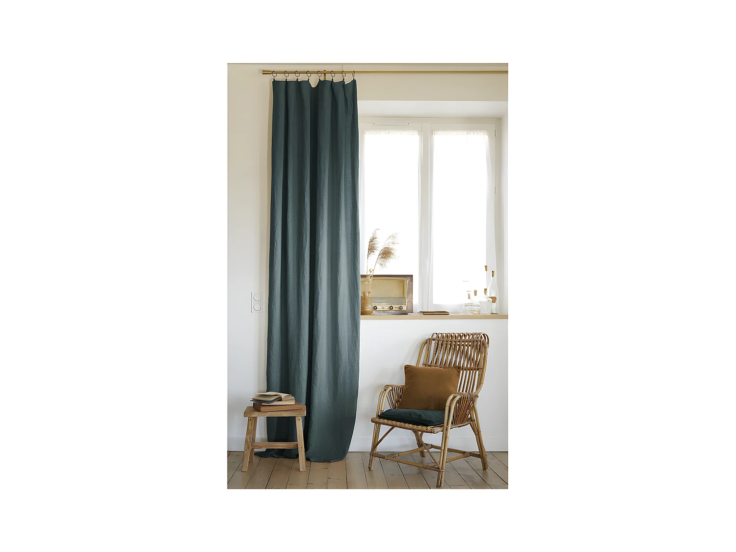 Rideau ajustable + 8 anneaux pince "Soline" 140 x 270 cm Lin lavé