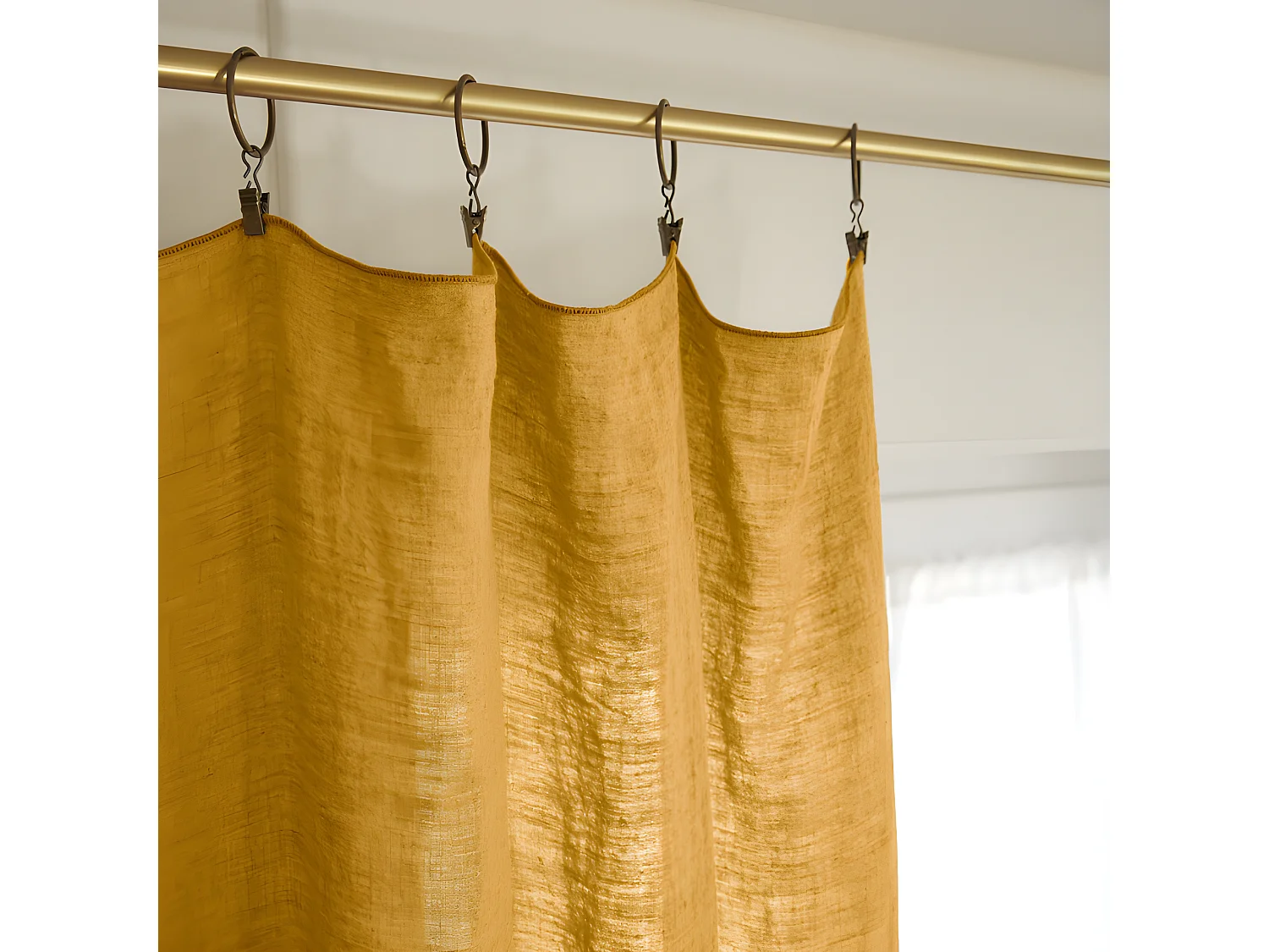 Rideau ajustable + 8 anneaux pince "Soline" 140 x 270 cm Lin lavé