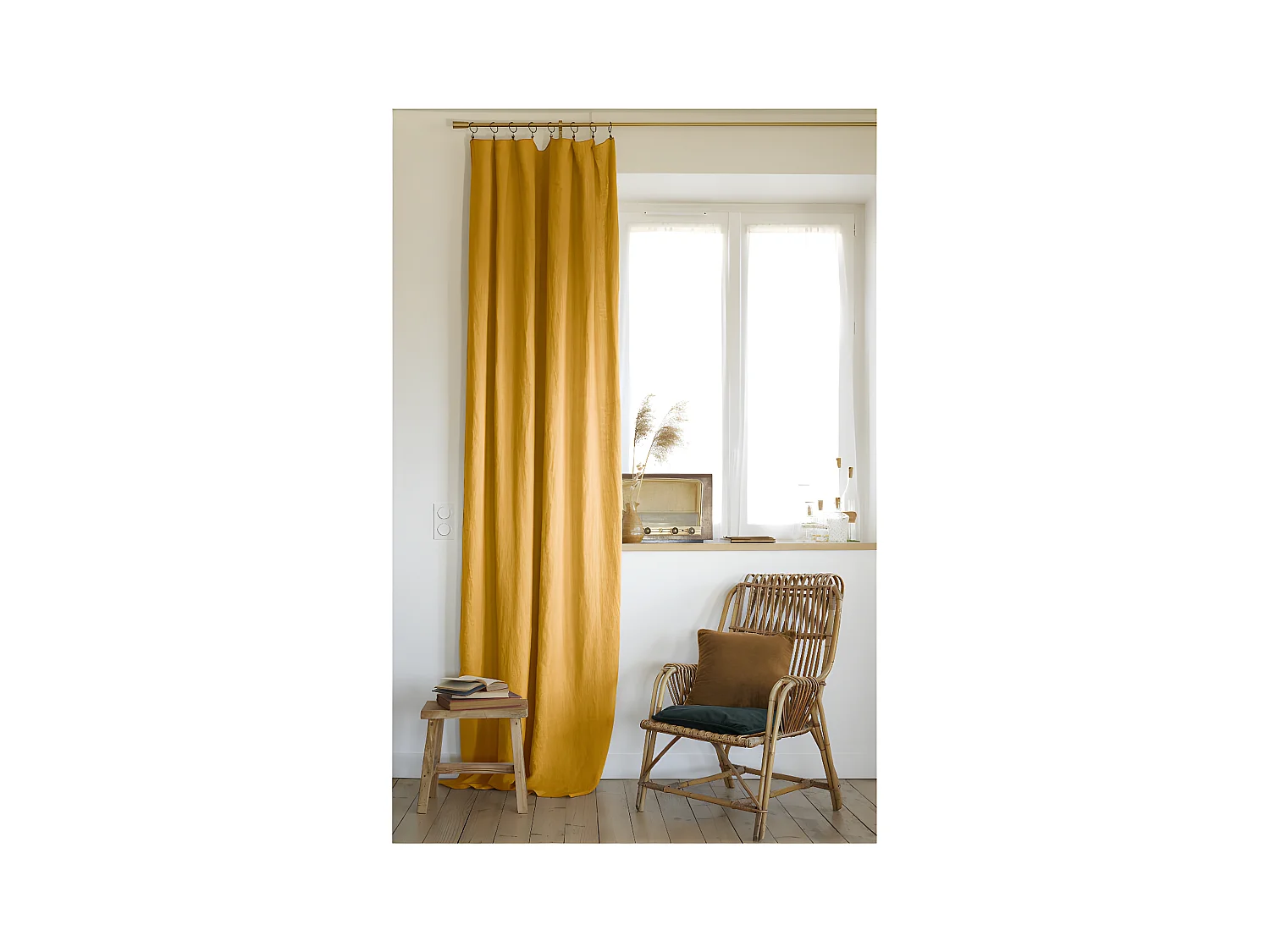Rideau ajustable + 8 anneaux pince "Soline" 140 x 270 cm Lin lavé