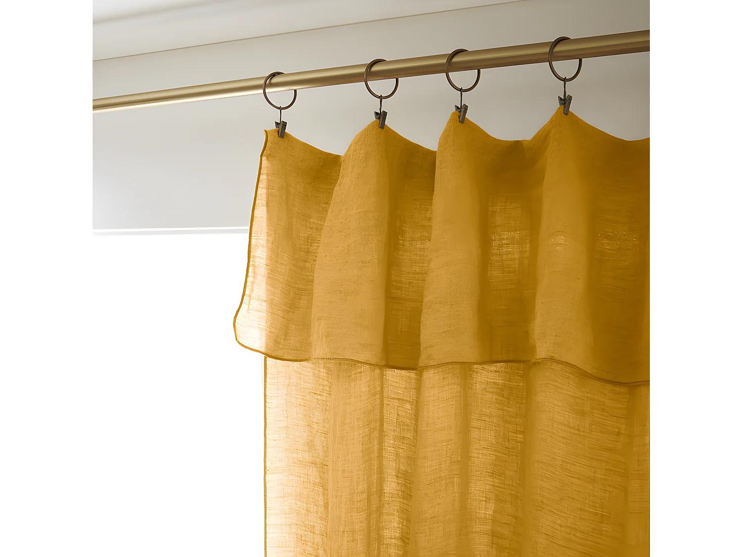 Rideau ajustable + 8 anneaux pince "Soline" 140 x 270 cm Lin lavé