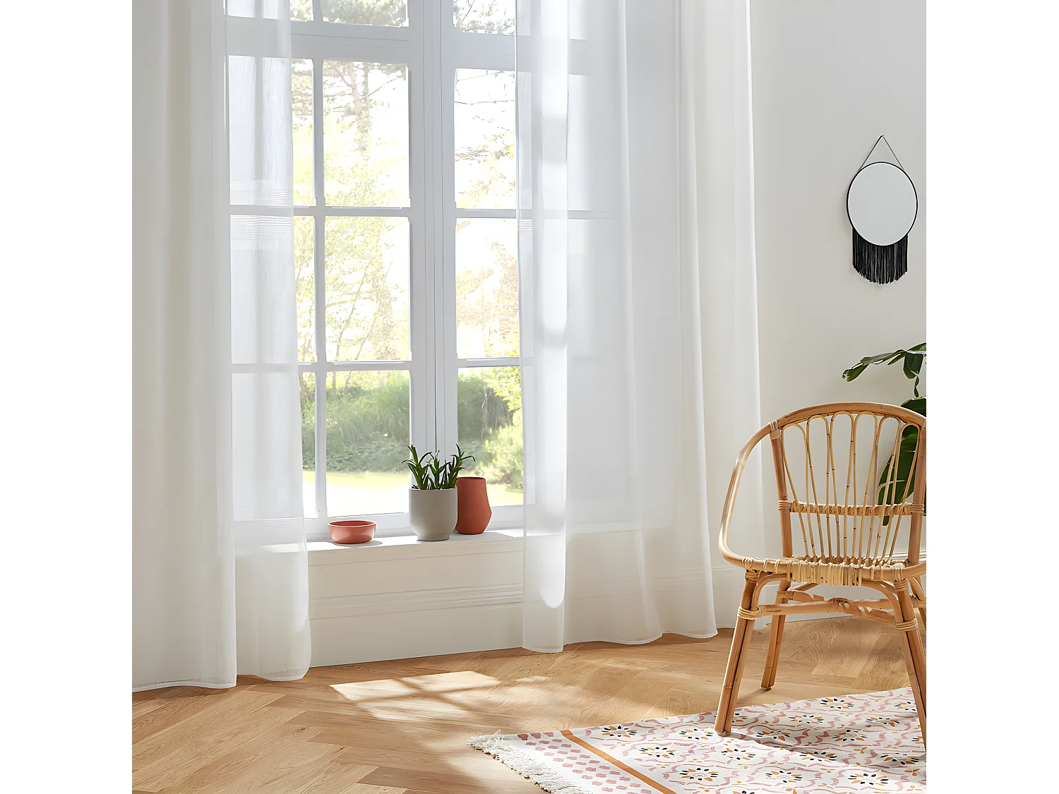 Voilage tissé sablé "Sab" 140 x 240 cm Atmosphera