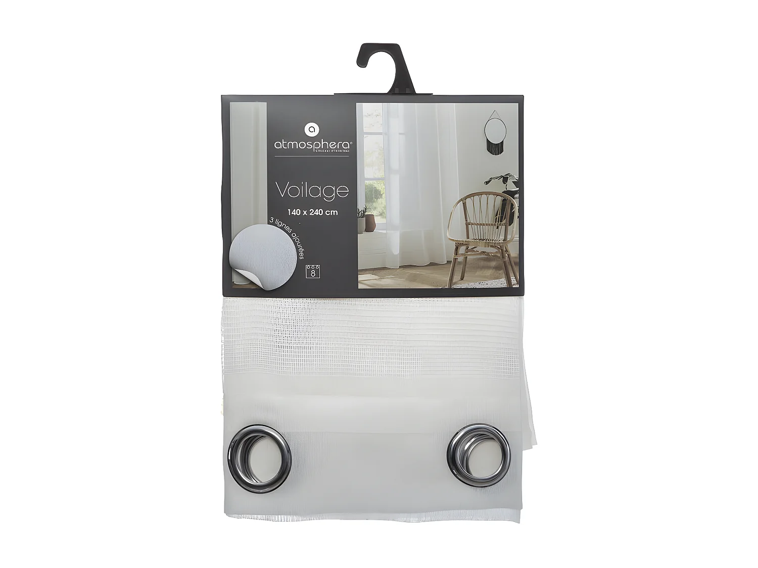 Voilage tissé sablé "Sab" 140 x 240 cm Atmosphera