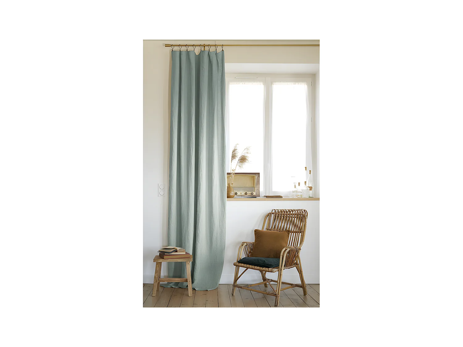 Rideau ajustable + 8 anneaux pince "Soline" 140 x 270 cm Lin lavé