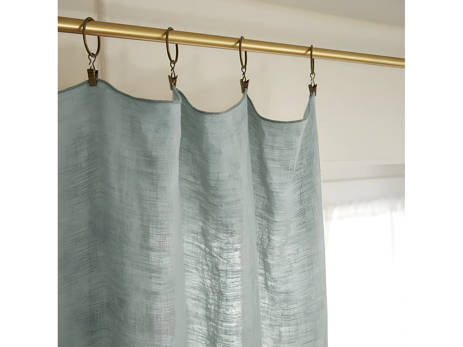 Rideau ajustable + 8 anneaux pince "Soline" 140 x 270 cm Lin lavé