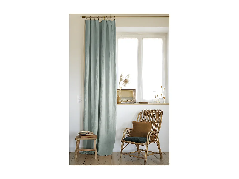 Rideau ajustable + 8 anneaux pince "Soline" 140 x 270 cm Lin lavé