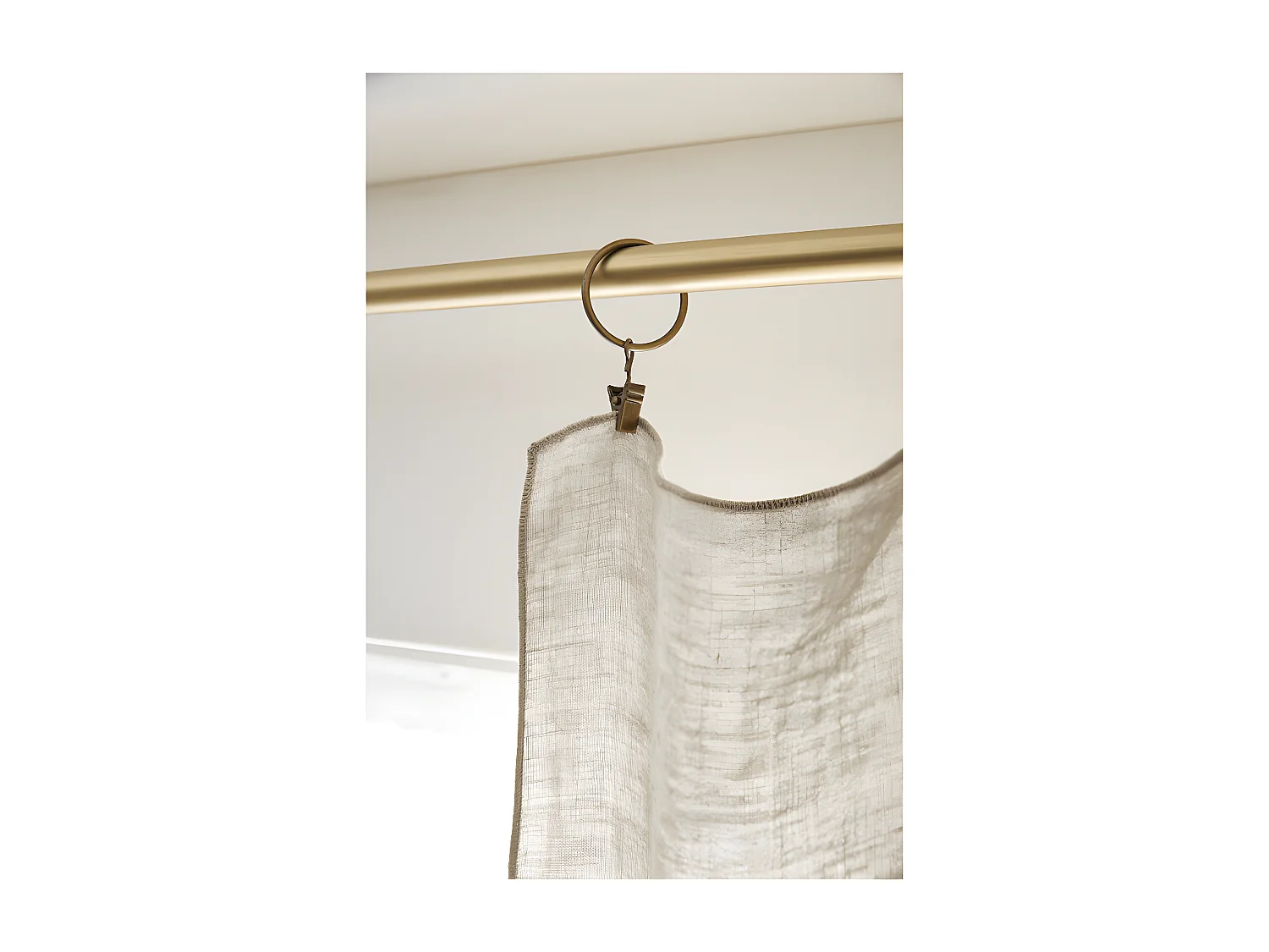 Lot de 2 rideaux ajustable + 8 anneaux pince "Soline" 140 x 270 cm Lin lavé