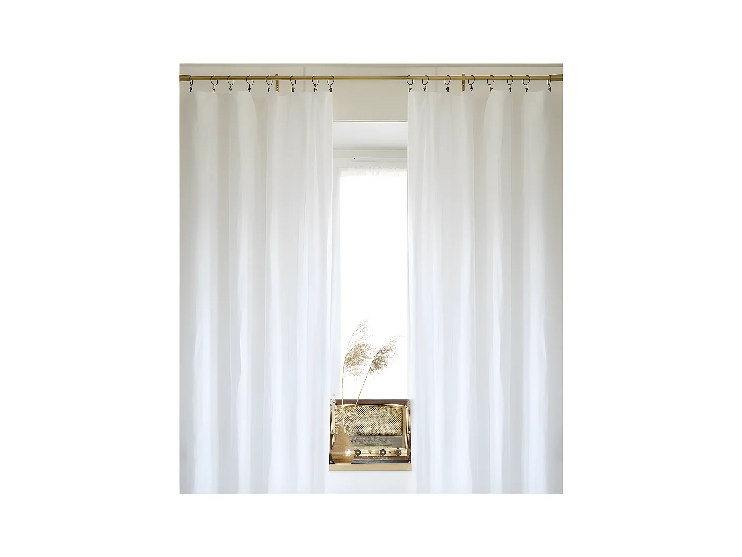 Lot de 2 rideaux ajustable + 8 anneaux pince "Soline" 140 x 270 cm Lin lavé