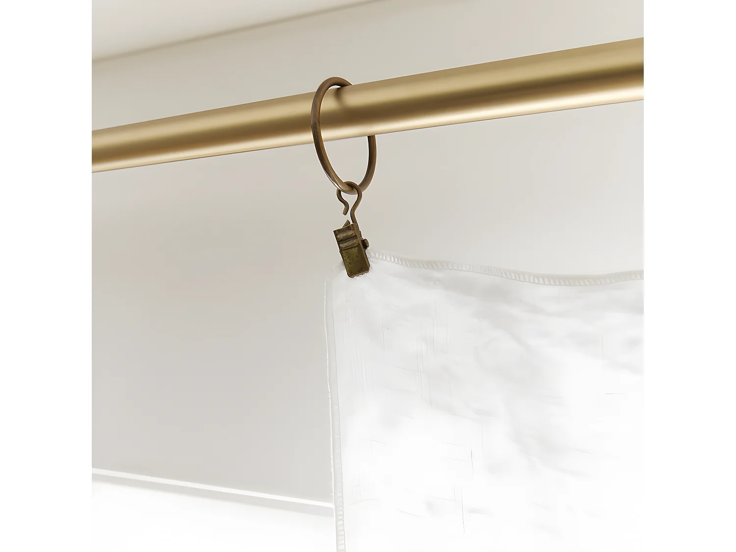 Lot de 2 rideaux ajustables + 8 anneaux pince "Soline" 140 x 270 cm Lin lavé