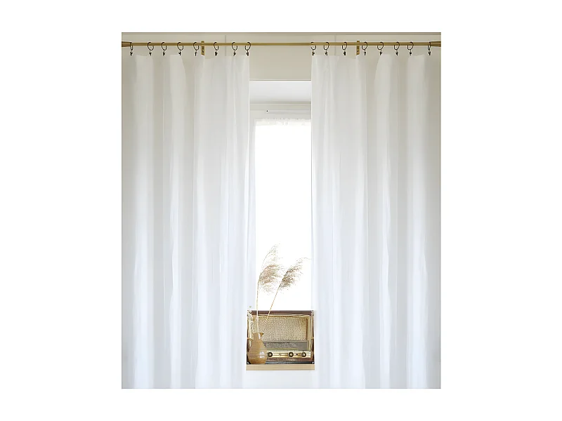 Lot de 2 rideaux ajustables + 8 anneaux pince "Soline" 140 x 270 cm Lin lavé