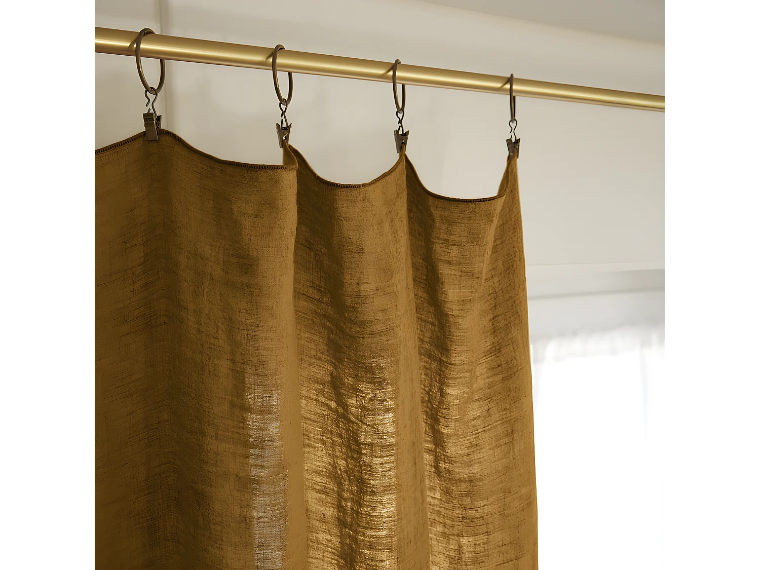 Rideau ajustable + 8 anneaux pince "Soline" 140 x 270 cm Lin lavé