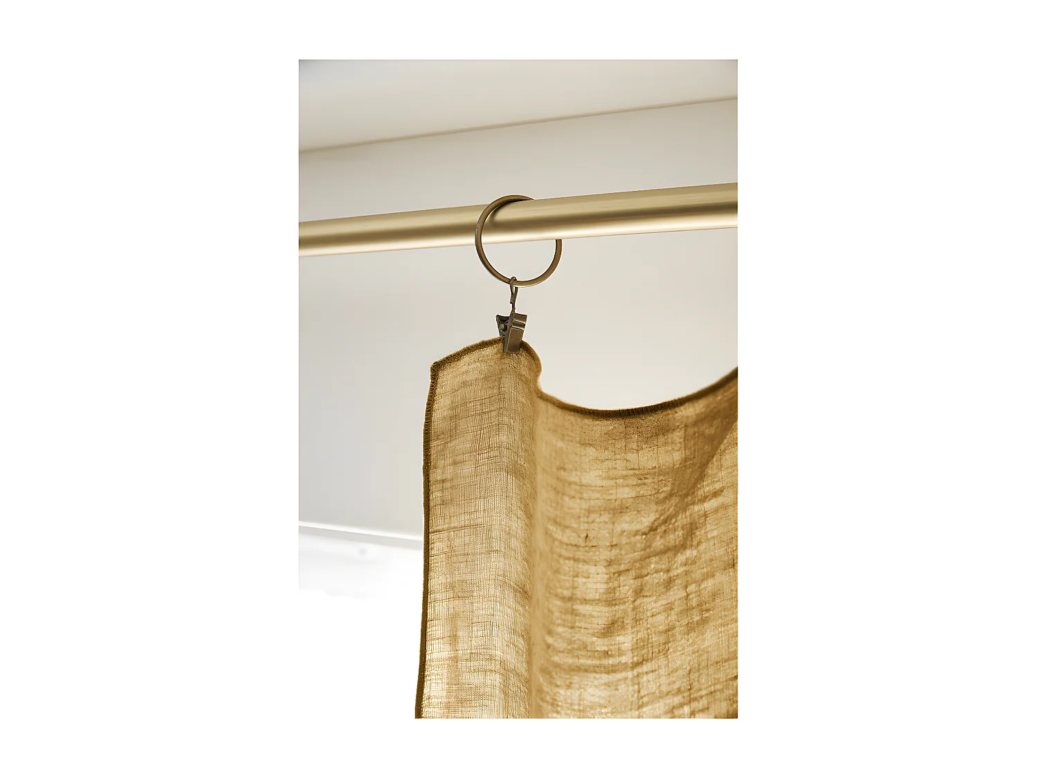 Rideau ajustable + 8 anneaux pince "Soline" 140 x 270 cm Lin lavé