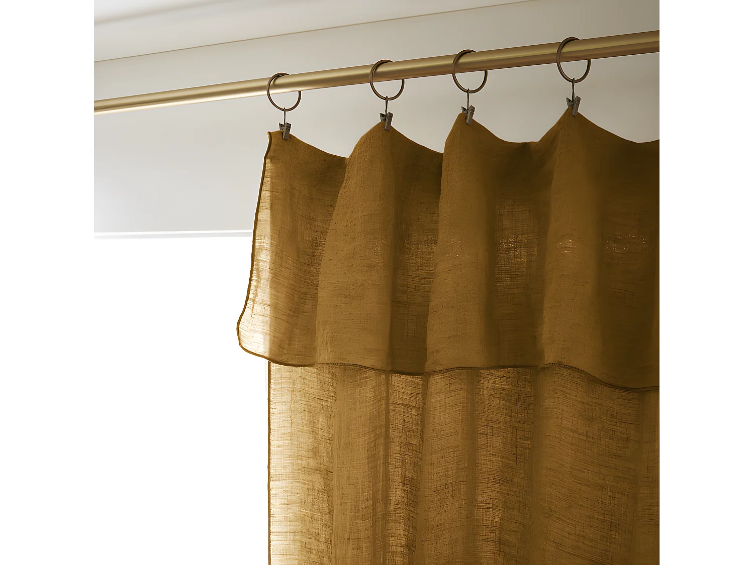 Rideau ajustable + 8 anneaux pince "Soline" 140 x 270 cm Lin lavé