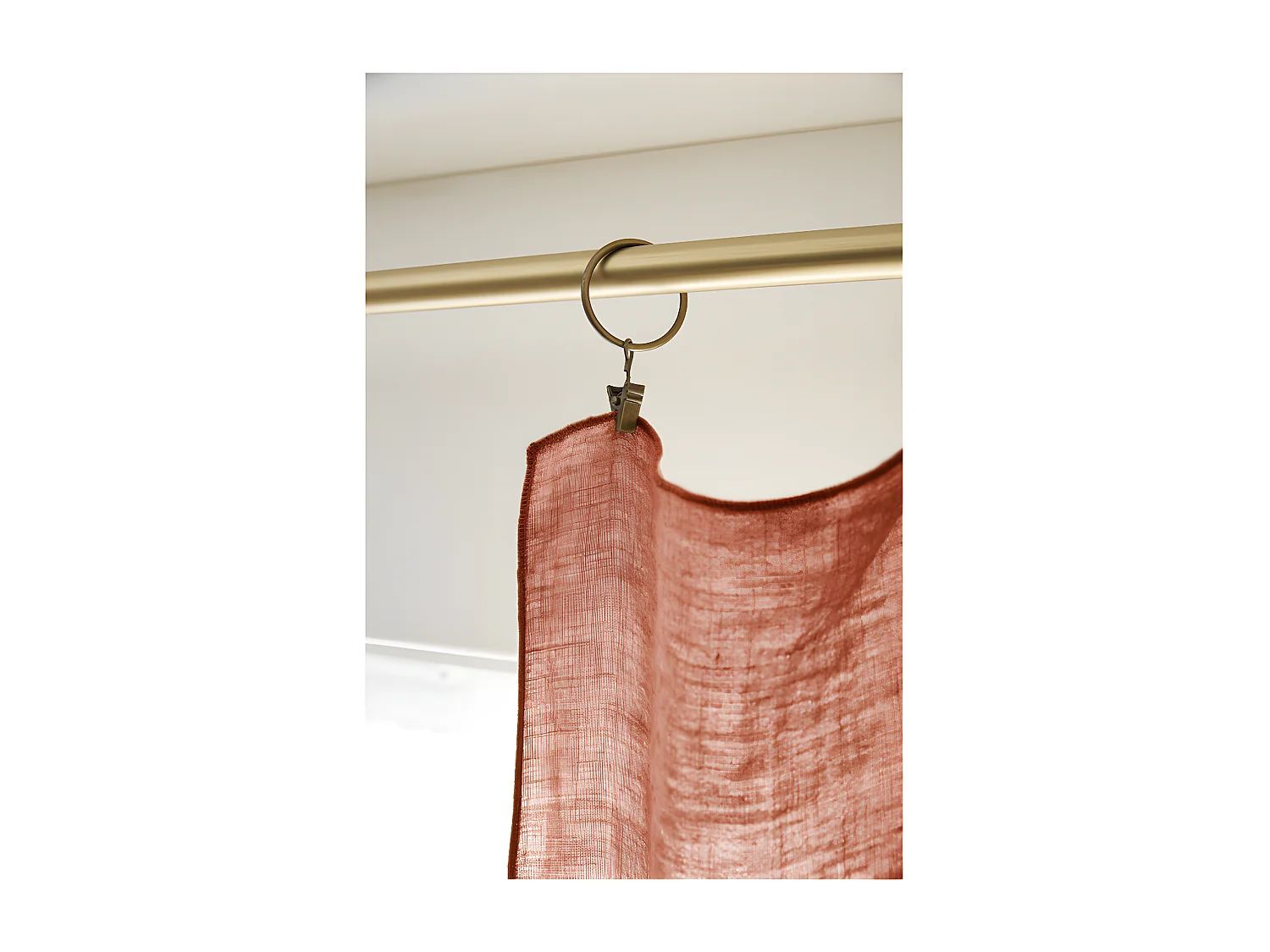 Rideau ajustable + 8 anneaux pince "Soline" 140 x 270 cm Lin lavé l'Effet Papillon